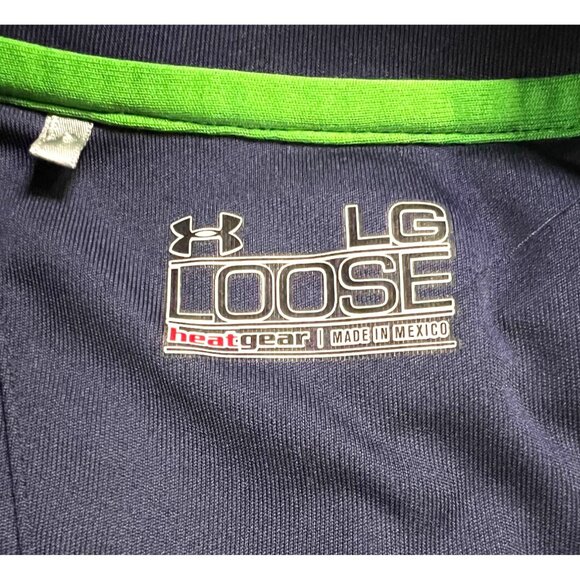 Under Armour Loose Fit Polo Top Navy Blue HeatGear Activewear Mens Size L - Picture 4 of 9